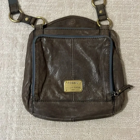 Fossil vintage gray Leather Crossbody Bag - Picture 3 of 5